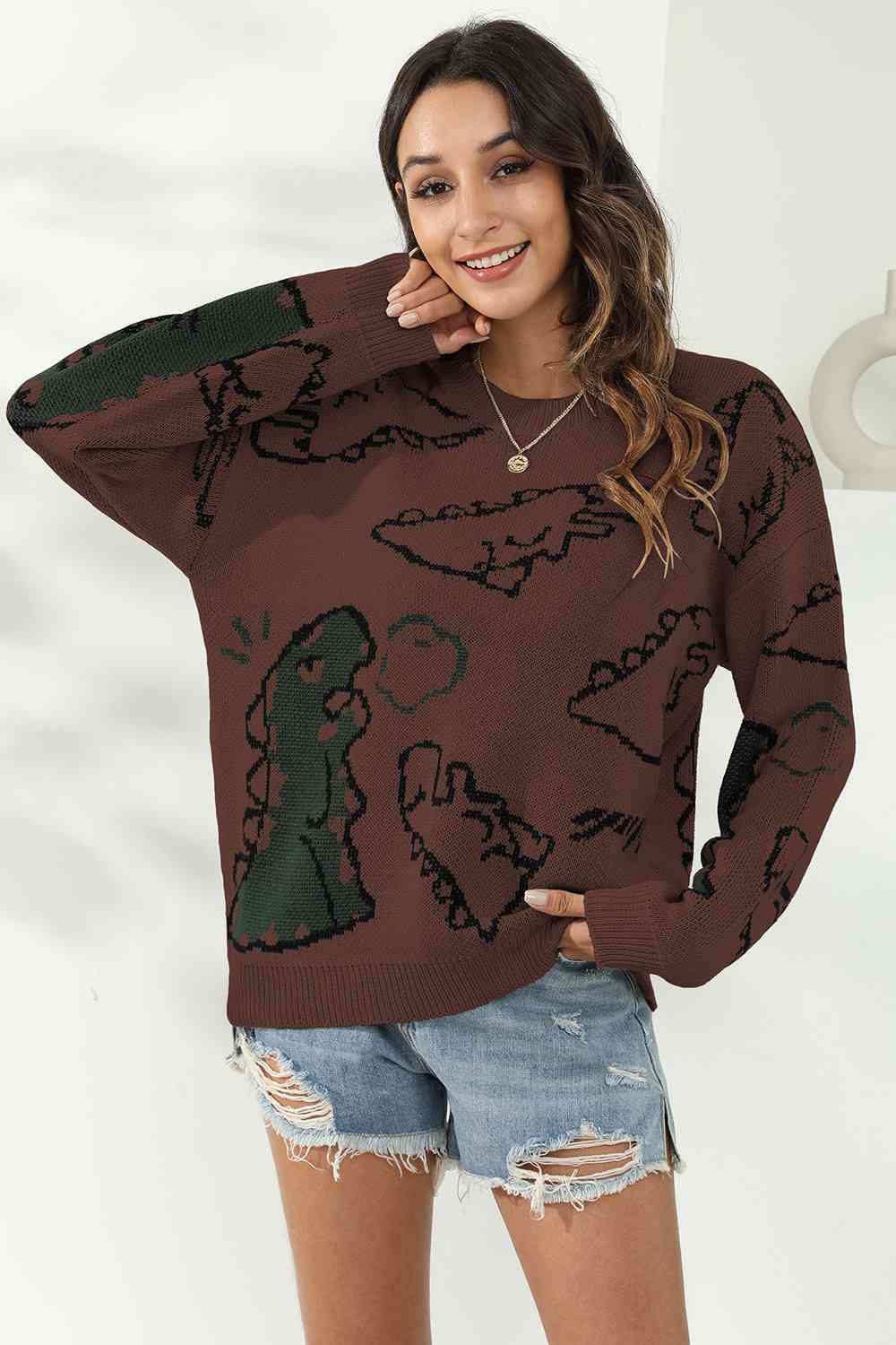 Pullover mit Dinosaurier-Print