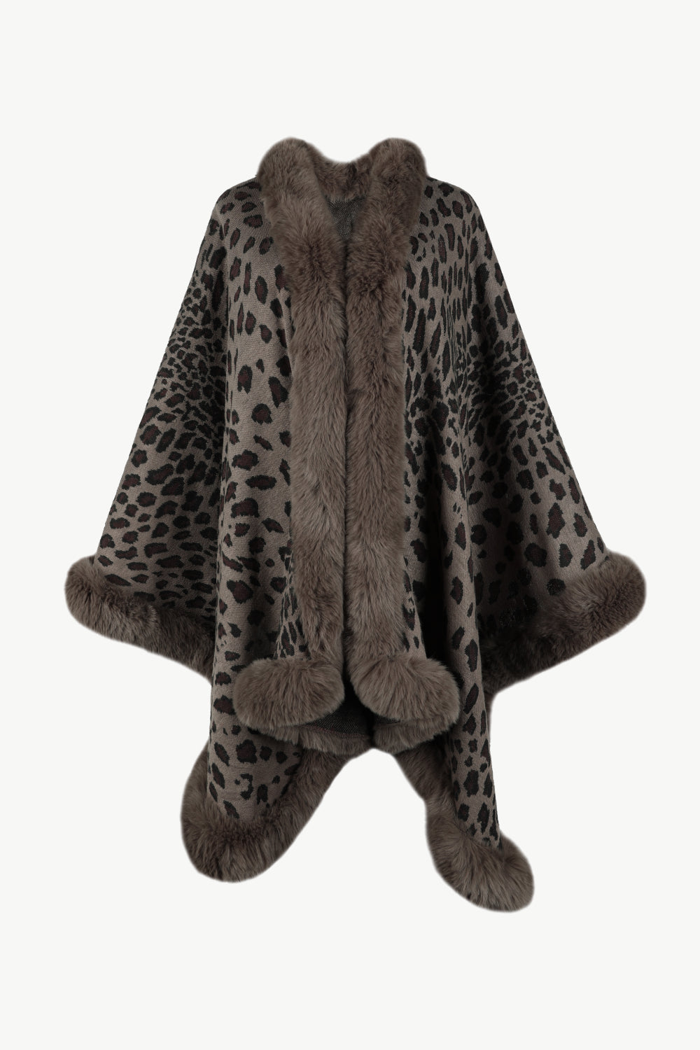 Poncho mit offener Vorderseite und Leopardenmuster