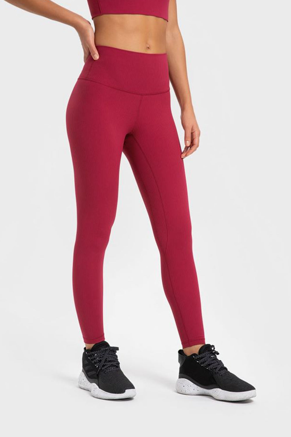 Hochelastische Yoga-Leggings mit breitem Bund