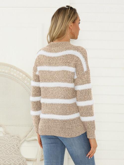 Striped Round Neck Long Sleeve Sweater