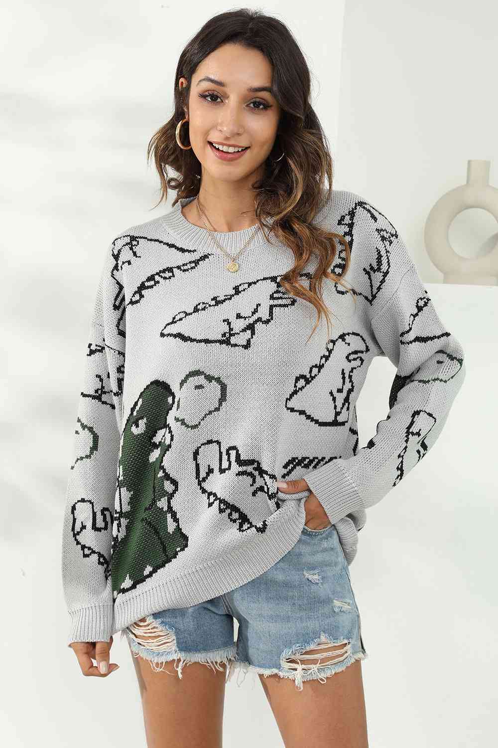 Pullover mit Dinosaurier-Print