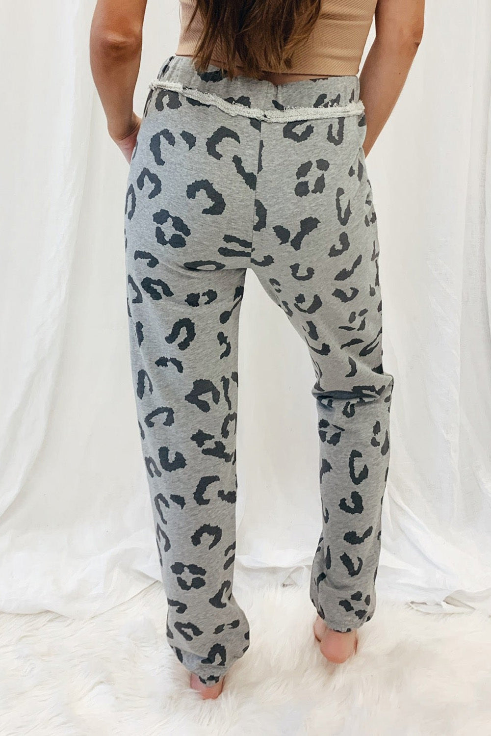 Leopard Drawstring Joggers with Pockets