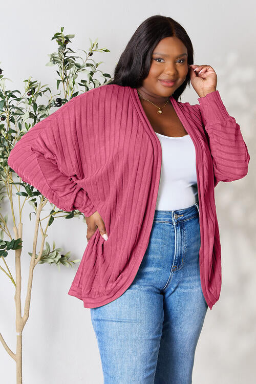 Basic Bae – Gerippter Cocoon-Cardigan in voller Größe