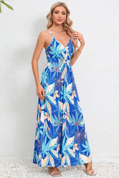 Bedrucktes Maxi-Camisole-Kleid mit Überwurf