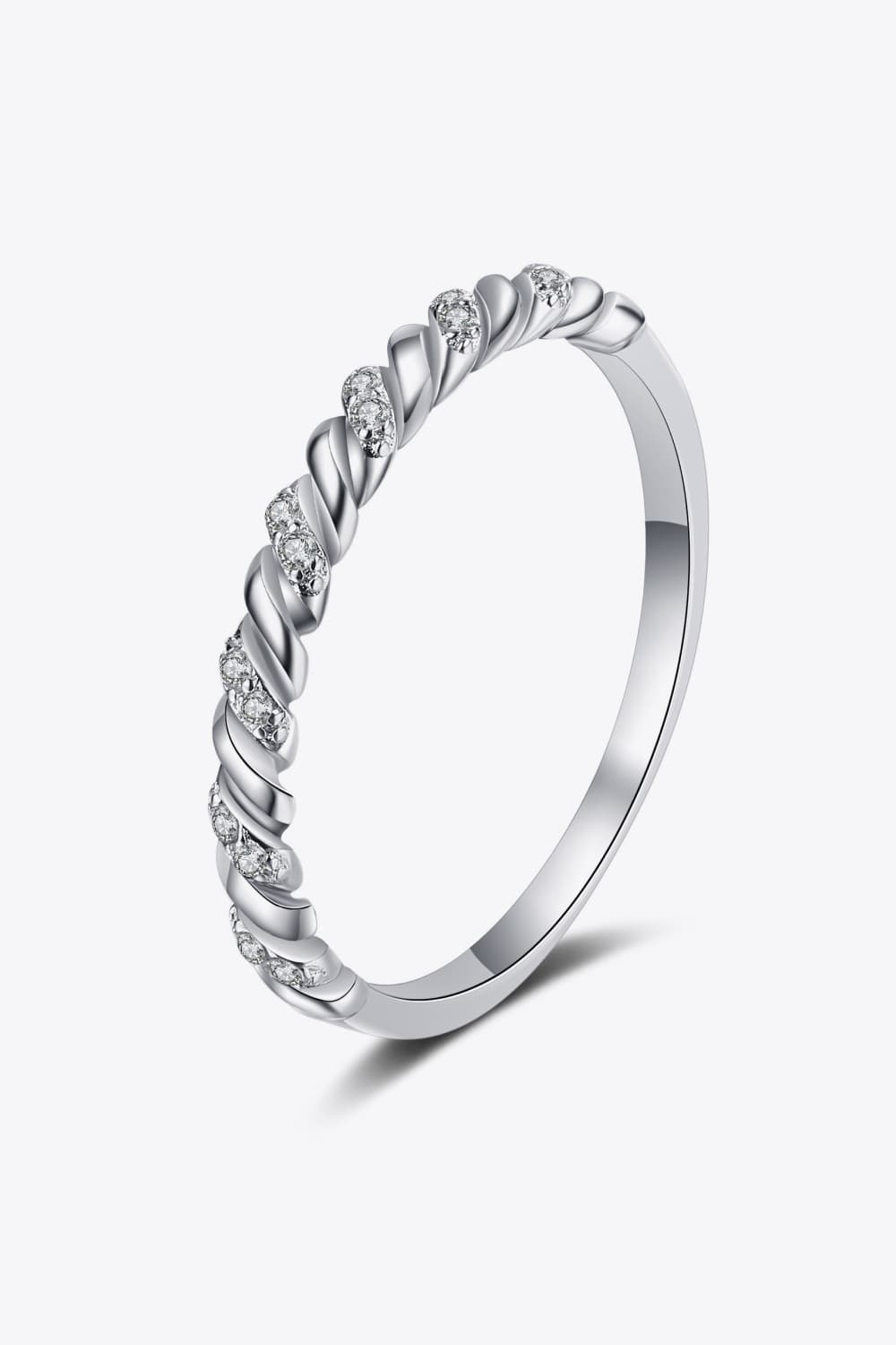 Rhodinierter Moissanit-Halb-Eternity-Ring