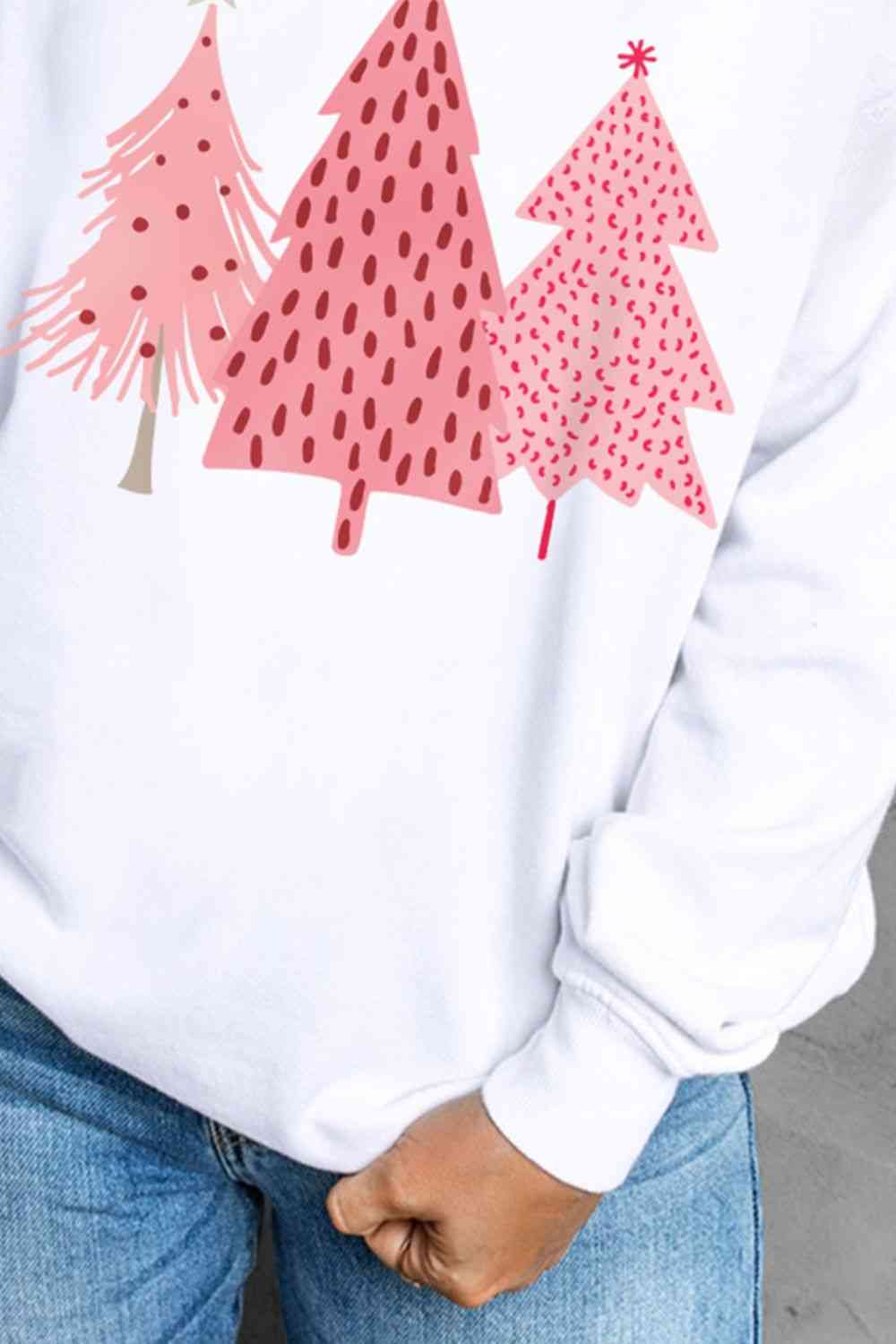 Langärmliges Sweatshirt mit Weihnachtsbaum-Grafik