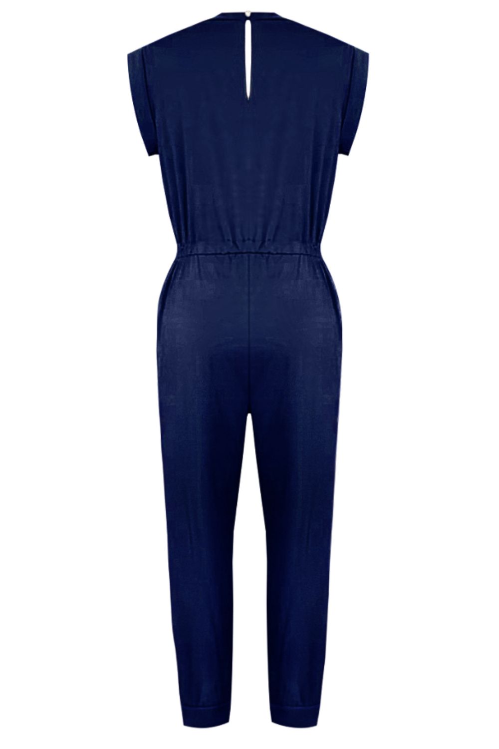 Ärmelloser Jumpsuit mit Rundhalsausschnitt und Kordelzug