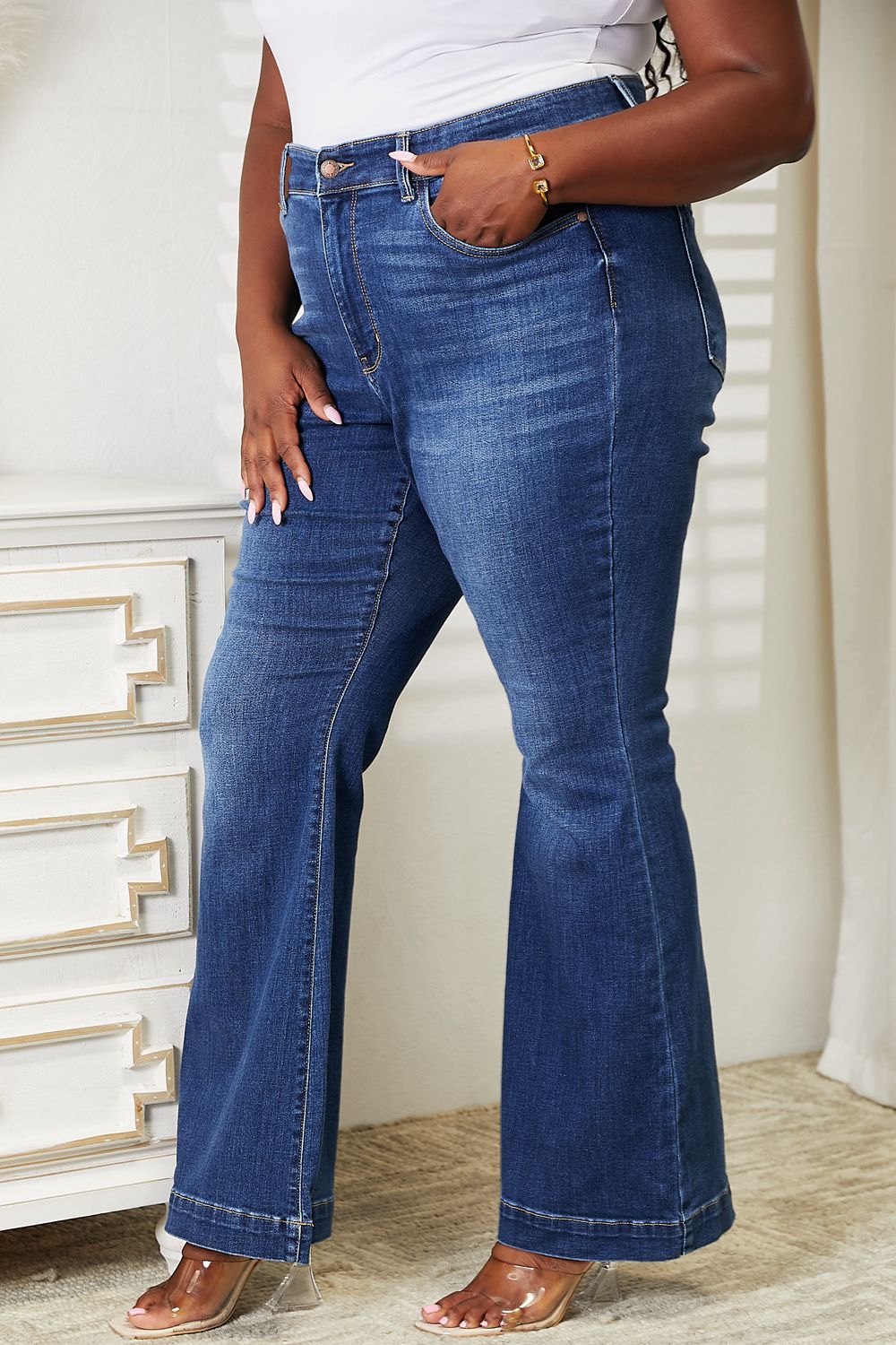 Judy Blue Full Size High Waist Wide Hem Flare Jeans