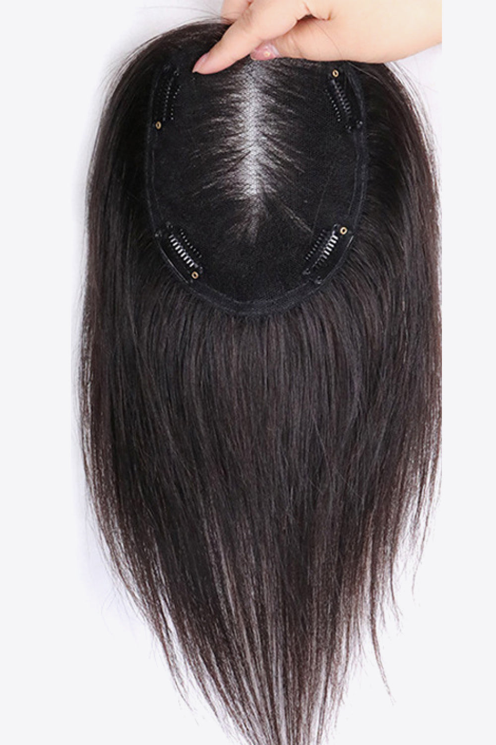 12" 9*14 Topper de cabello virgen humano completamente hecho a mano en negro 150% de densidad