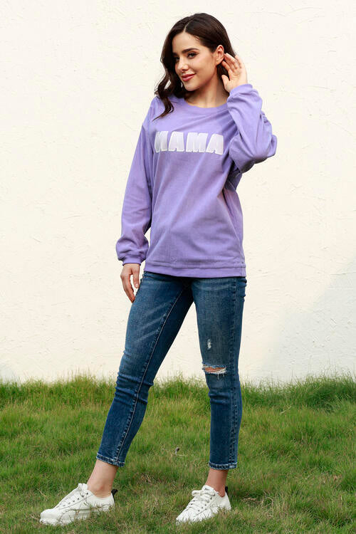 MAMA Round Neck Drop Shoulder Sweatshirt