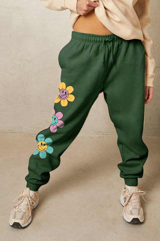 Simply Love Simply Love Full Size Drawstring Flower Graphic Long Sweatpants