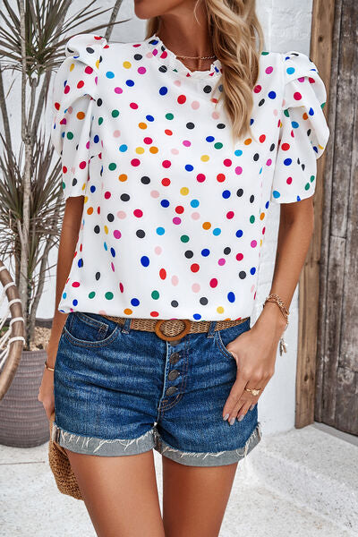 Bluse mit Puffärmeln und Print