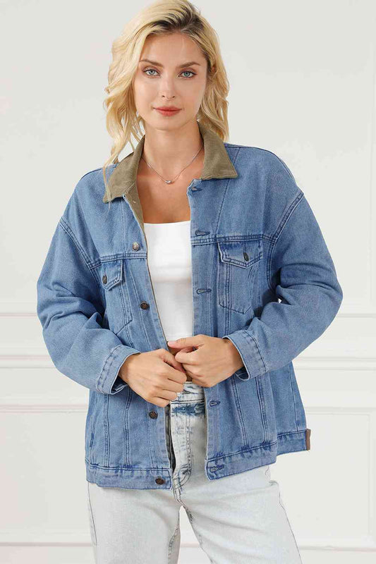 Jeansjacke mit Kragen und Knopfleiste vorne