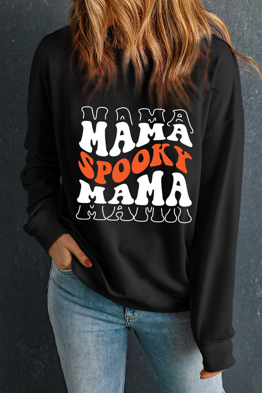 SPOOKY MAMA Sweatshirt mit Rundhalsausschnitt und langen Ärmeln