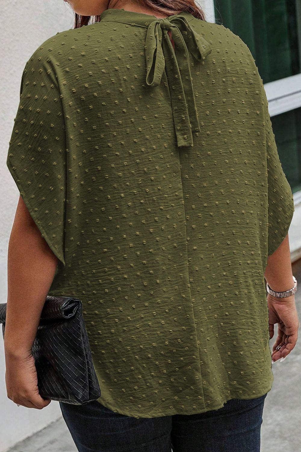 Bluse mit Rollkragen und Swiss Dot-Kragen in Übergröße