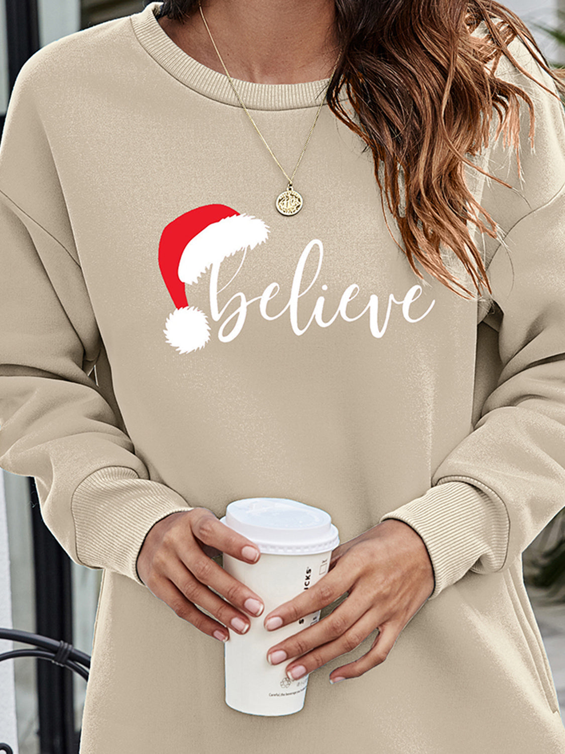 BELIEVE – Tunika-Sweatshirt mit Grafik