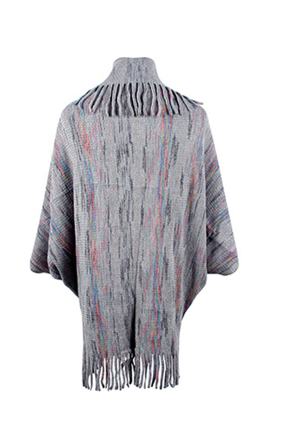 Bedruckter Poncho mit Fransendetail