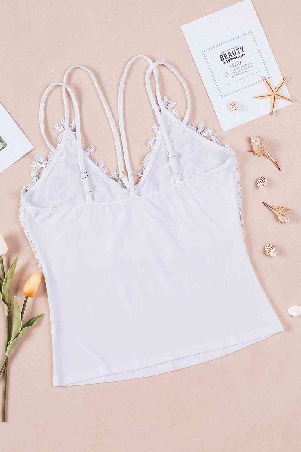 Camisole-Top aus Spitze mit doppelten Spaghettiträgern