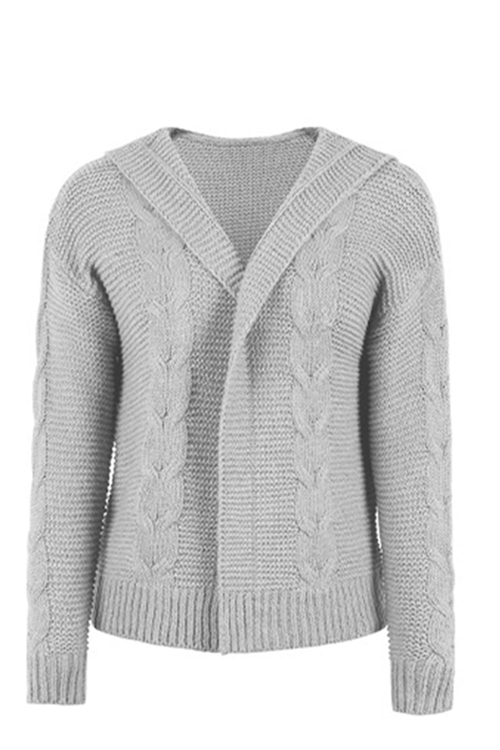 Strickjacke mit Zopfmuster und überschnittenen Schultern sowie Kapuze