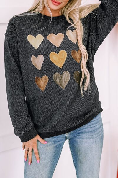 Sudadera con hombros caídos y cuello redondo con corazón