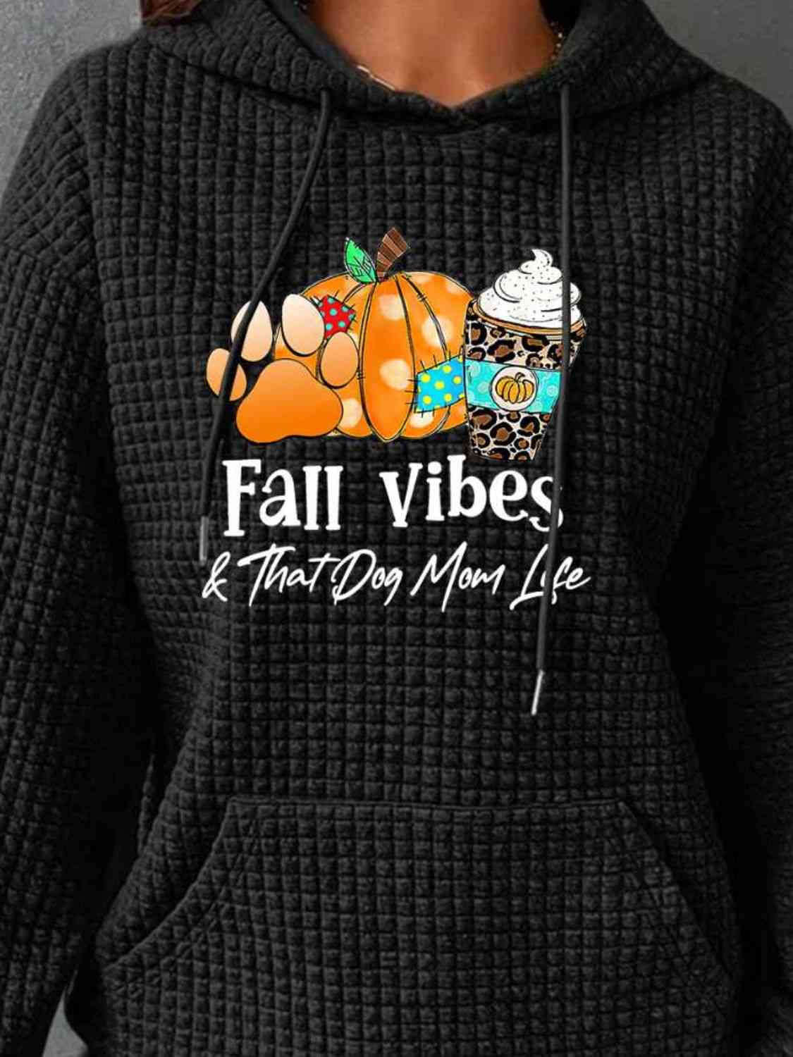 FALL VIBES Grafik-Kapuzenpullover mit Fronttasche