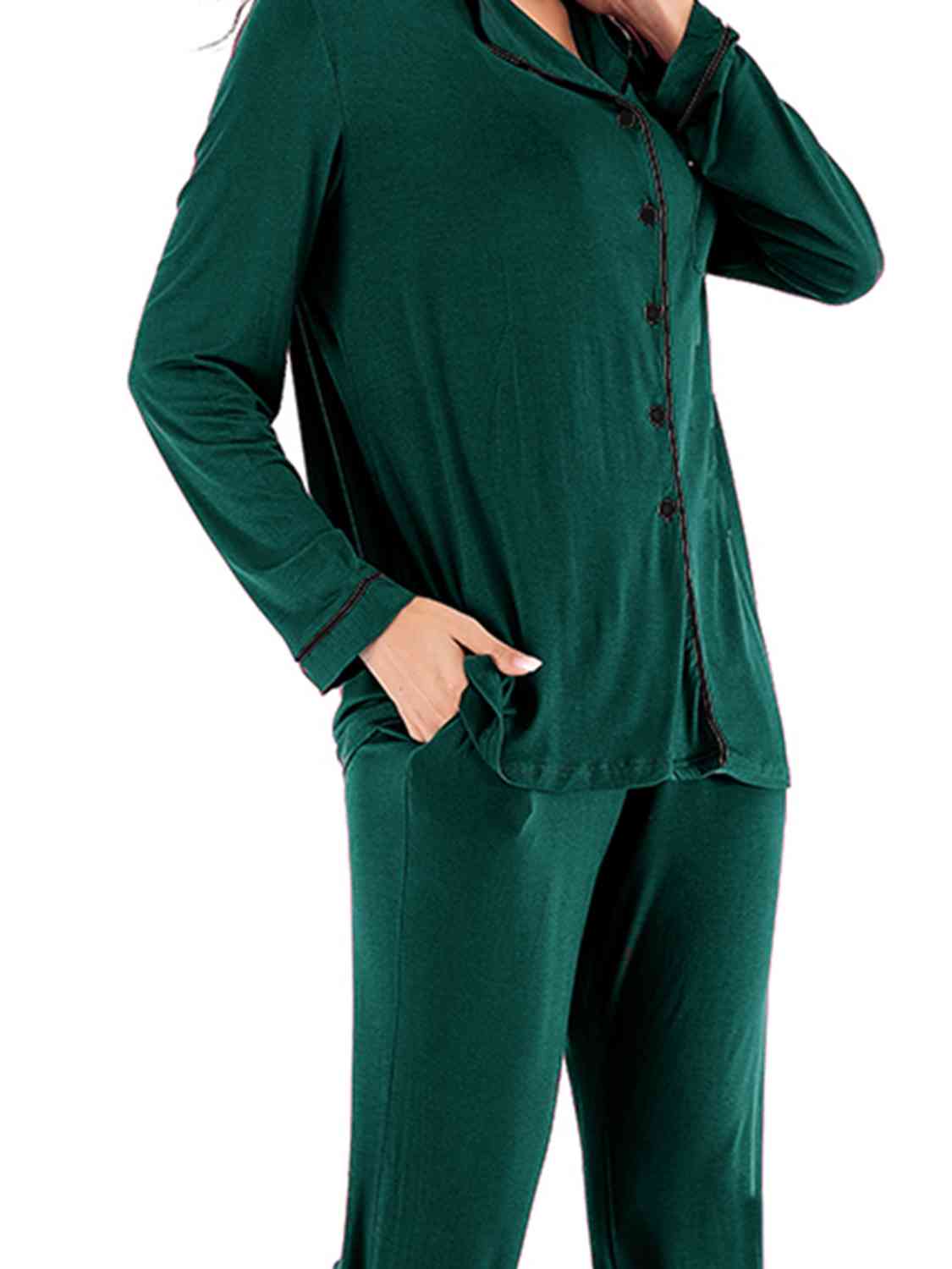 Langärmliges Loungewear-Set mit Kragen und Taschen