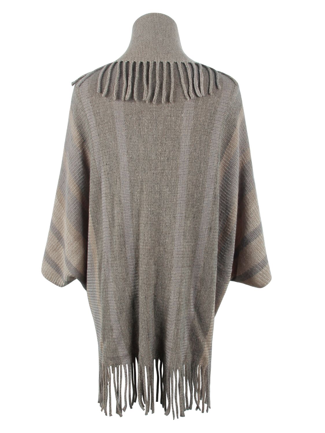 Poncho mit offener Vorderseite und Fransendetail