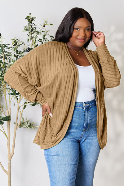 Basic Bae – Gerippter Cocoon-Cardigan in voller Größe