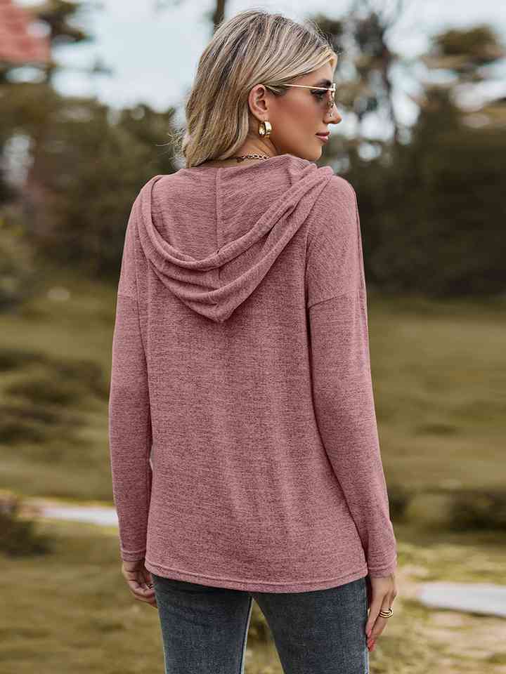 Dropped Shoulder Hooded Blouse