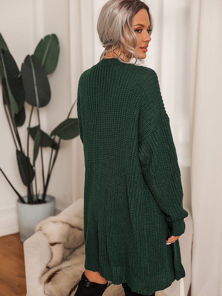 Gerippter Cardigan mit V-Ausschnitt