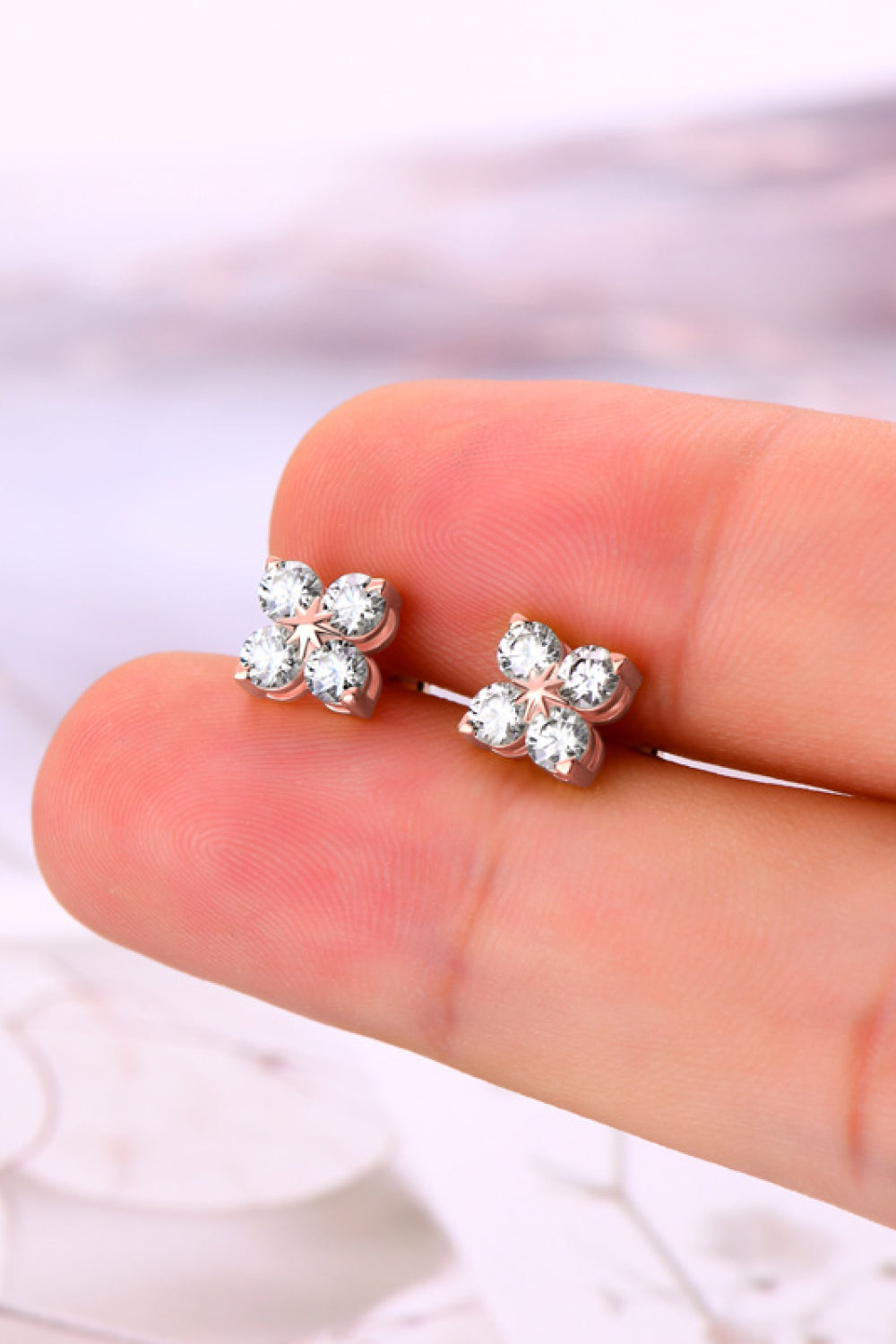 Moissanite 925 Sterling Silver Four-Leaf Clover Shape Earrings