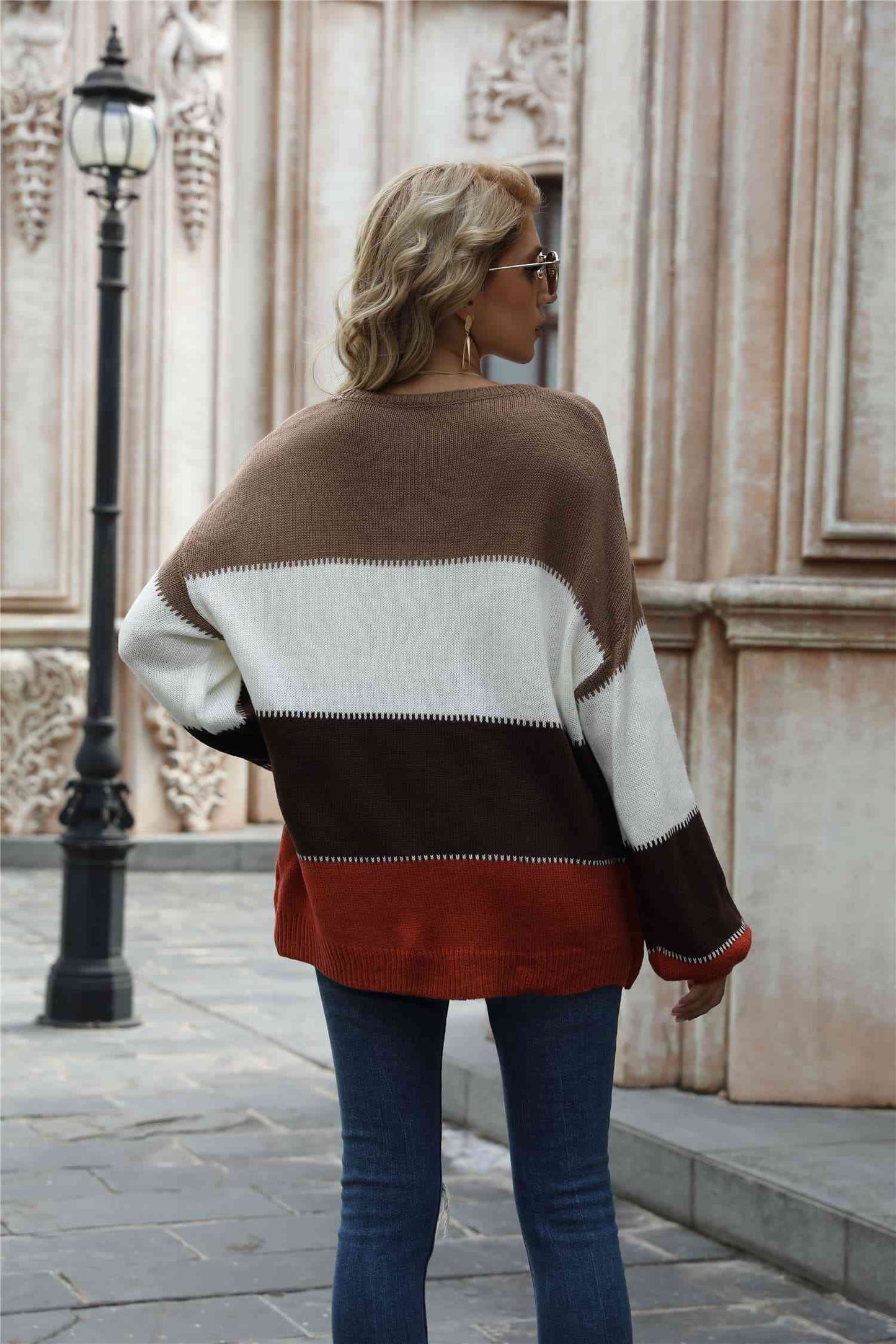 Pullover mit Rundhalsausschnitt und Farbblockdesign