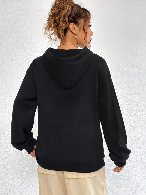 Graphic Dropped Shoulder Long Sleeve Hooded