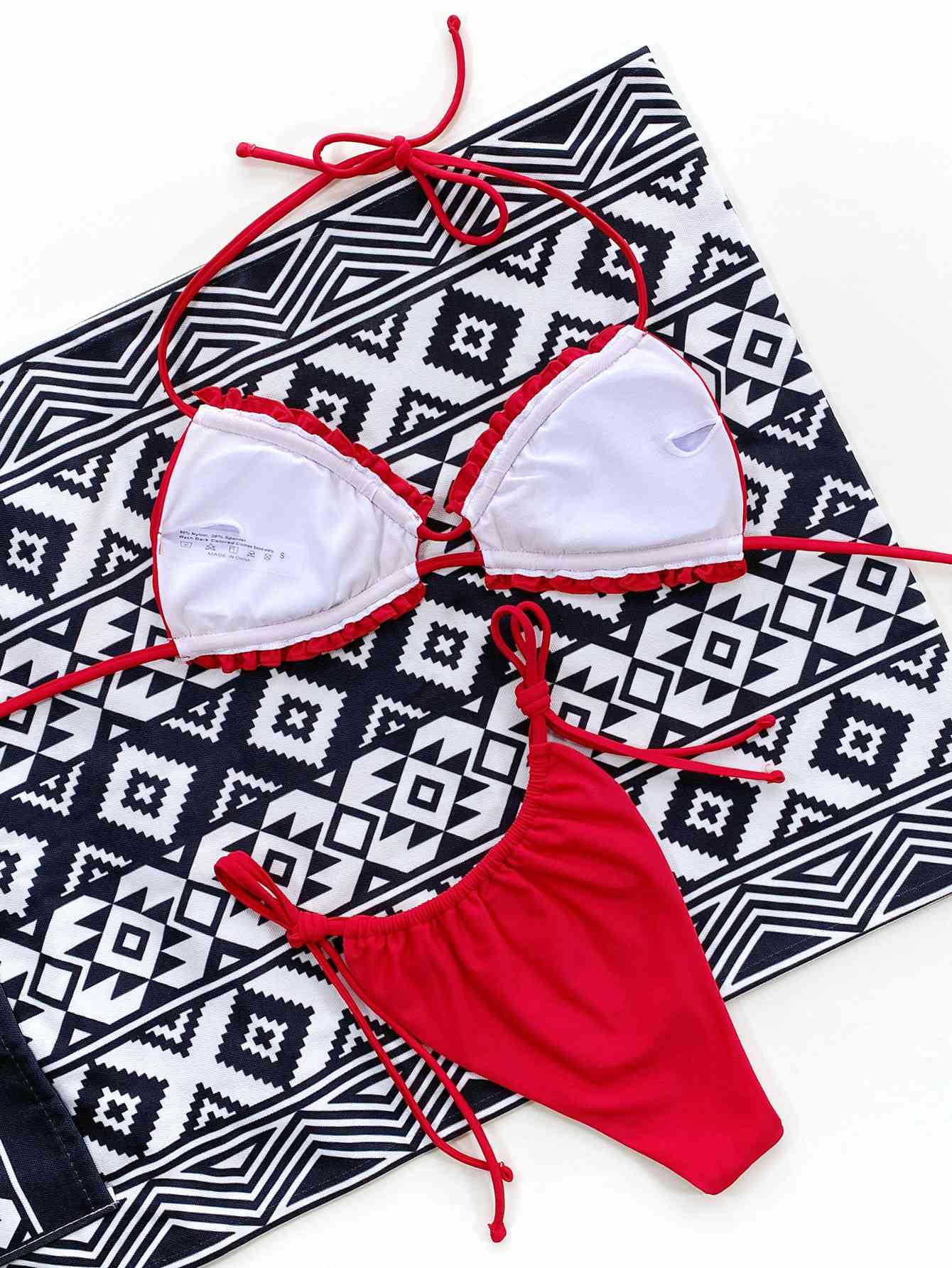 Neckholder-Bikini-Set mit Rüschen und Triangel