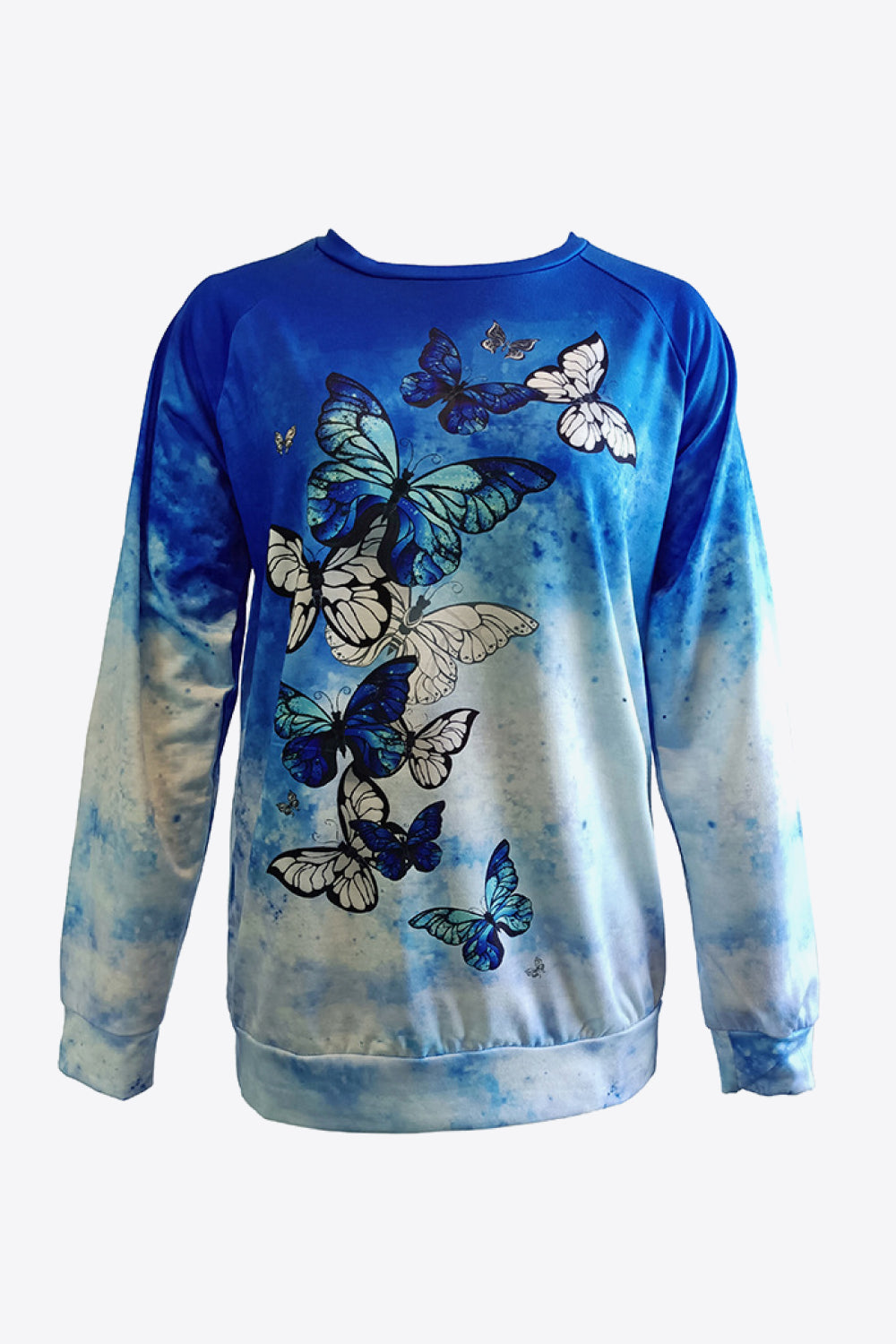 Sweatshirt mit Batikmuster und Raglanärmeln und Schmetterlings-Grafik