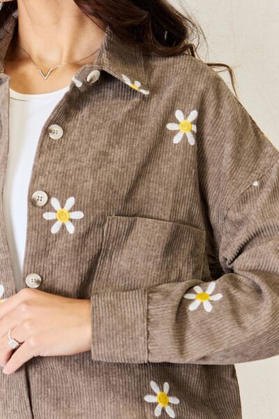 J.NNA – Cordhemd mit Button-Down-Kragen und Blumenmuster