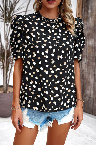 Bluse mit Puffärmeln und Print