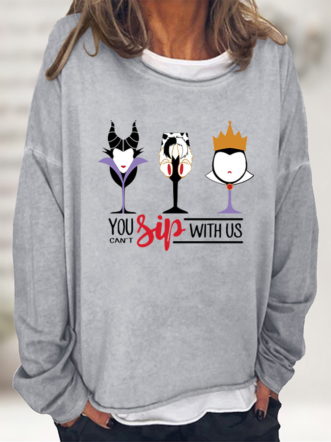 Full Size YOU CAN'T SIP WITH US Graphic Sweatshirt