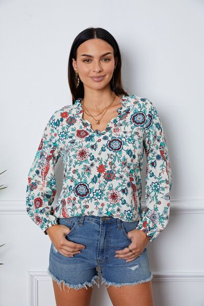 Bluse mit Blumenmuster und langen Ärmeln