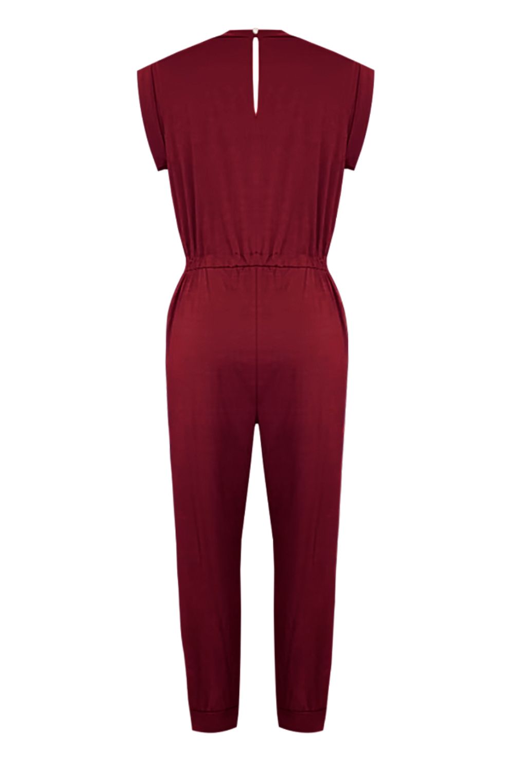 Ärmelloser Jumpsuit mit Rundhalsausschnitt und Kordelzug