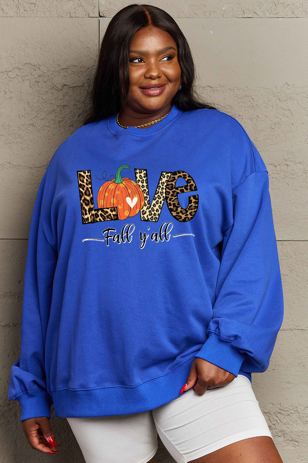 Simply Love – Sweatshirt mit Grafik „LOVE FALL YALL“ in voller Größe