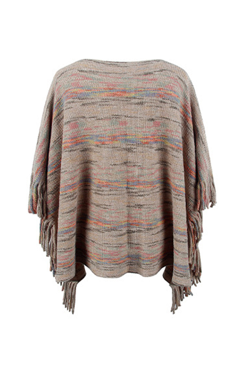 Poncho mit Rundhalsausschnitt und Ärmeln mit Fransendetail