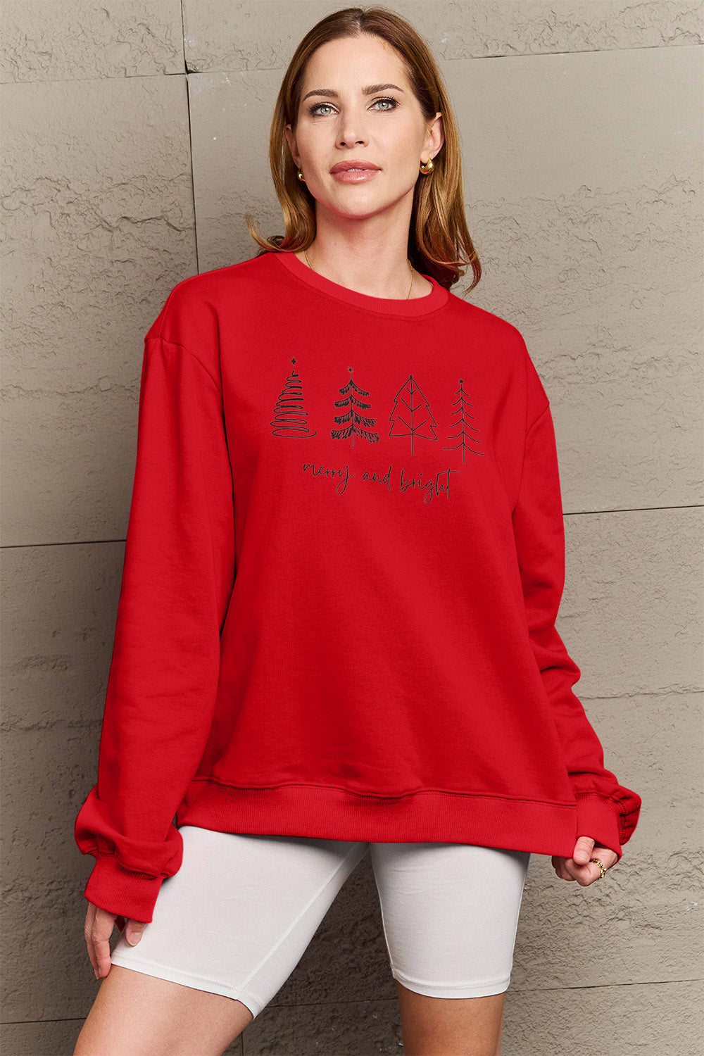 Sudadera con gráfico MERRY AND BRIGHT de tamaño completo de Simply Love