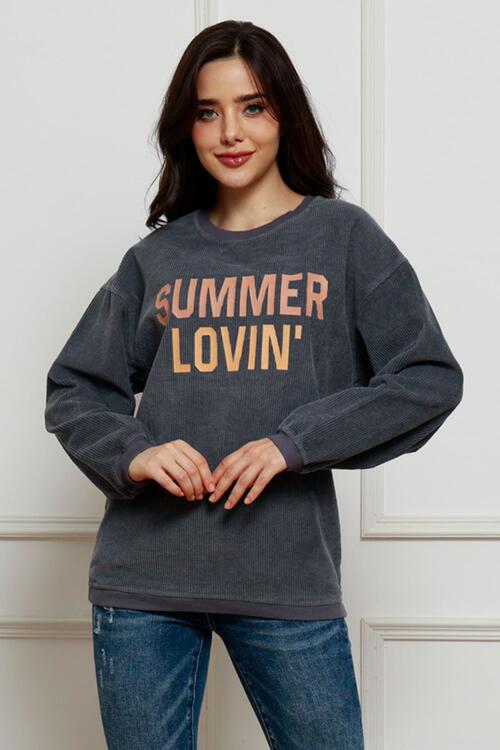 SUMMER LOVIN Graphic Textured Pullover Sweatshirt