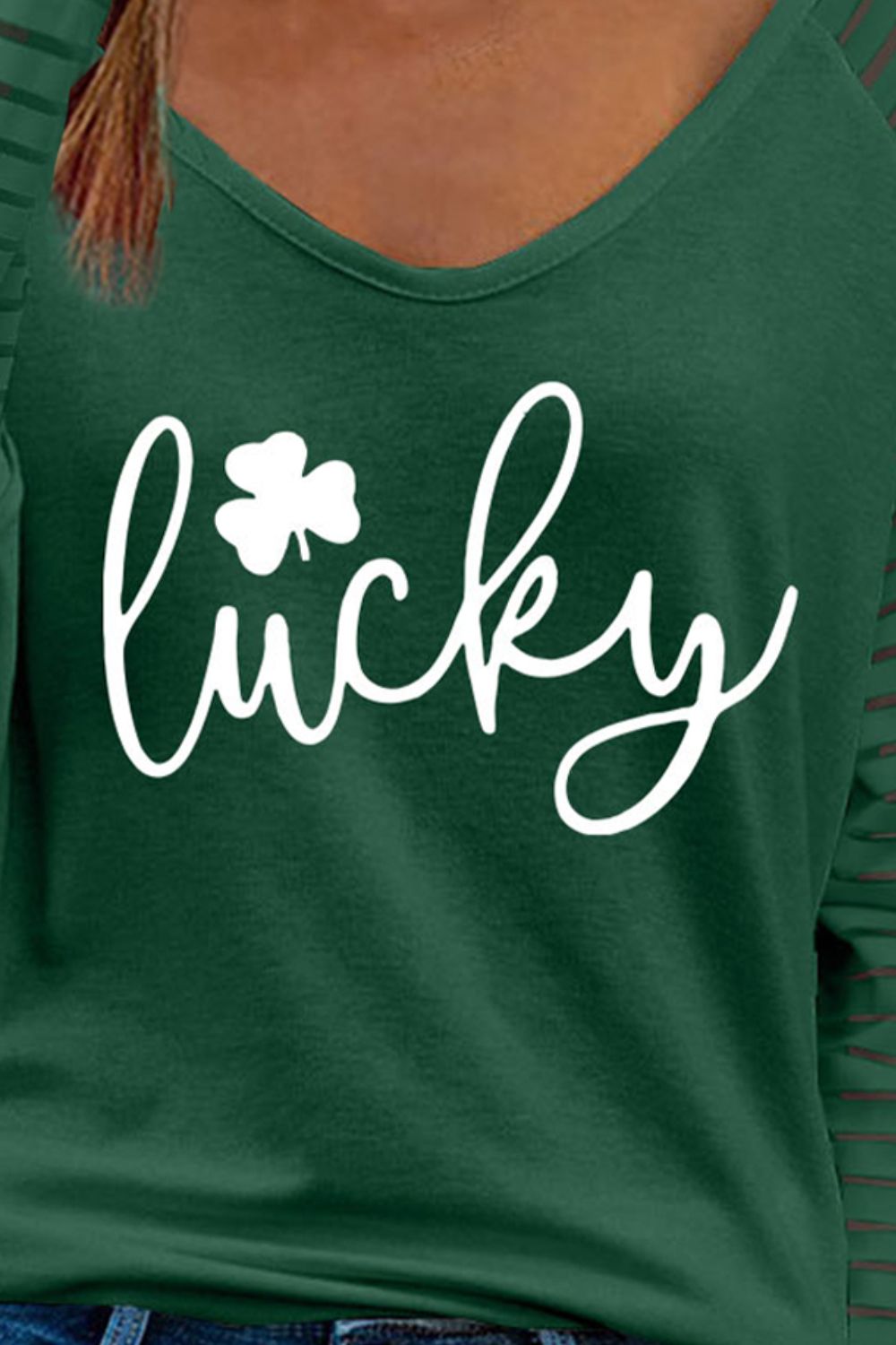 LUCKY Bluse mit V-Ausschnitt und Raglanärmeln