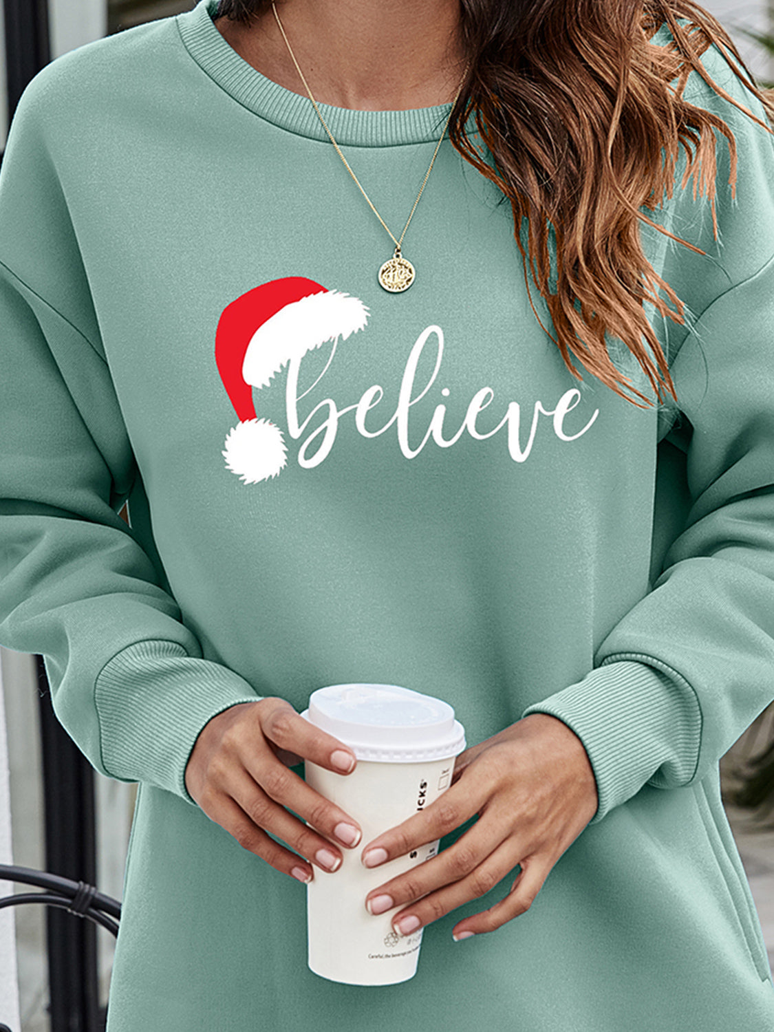 BELIEVE – Tunika-Sweatshirt mit Grafik