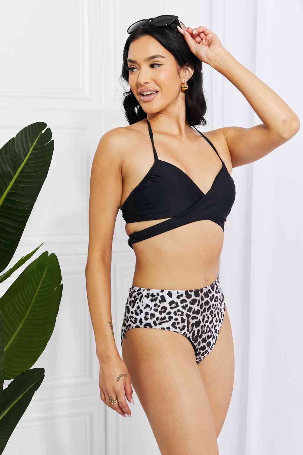 Marina West Swim – Summer Splash – Neckholder-Bikini-Set in Schwarz