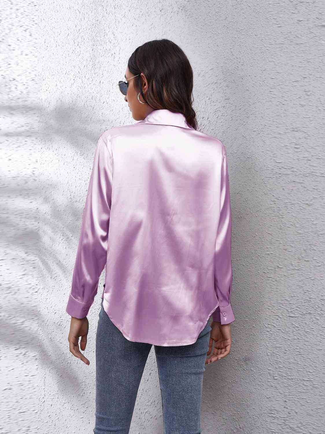 Collared Neck Buttoned Long Sleeve Shirt