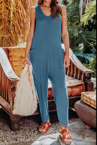 Double Take – Ärmelloser, gerader Jumpsuit in voller Größe