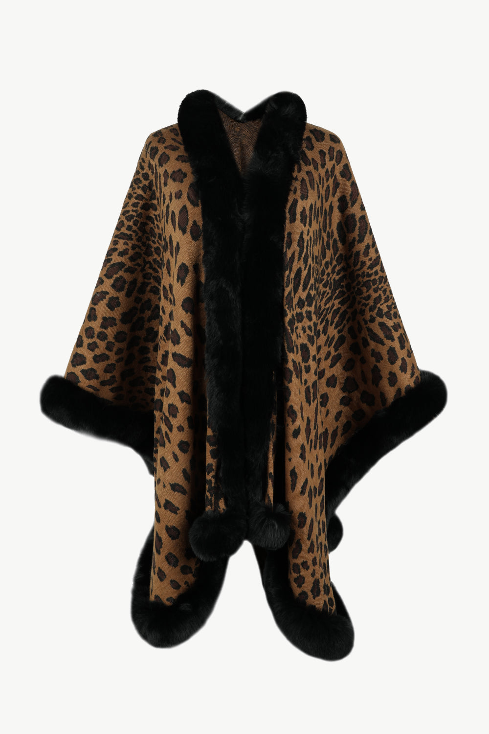 Poncho mit offener Vorderseite und Leopardenmuster